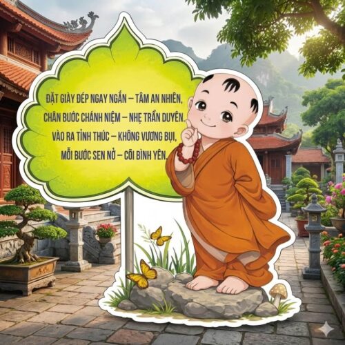 In hình chú tiểu ở chùa